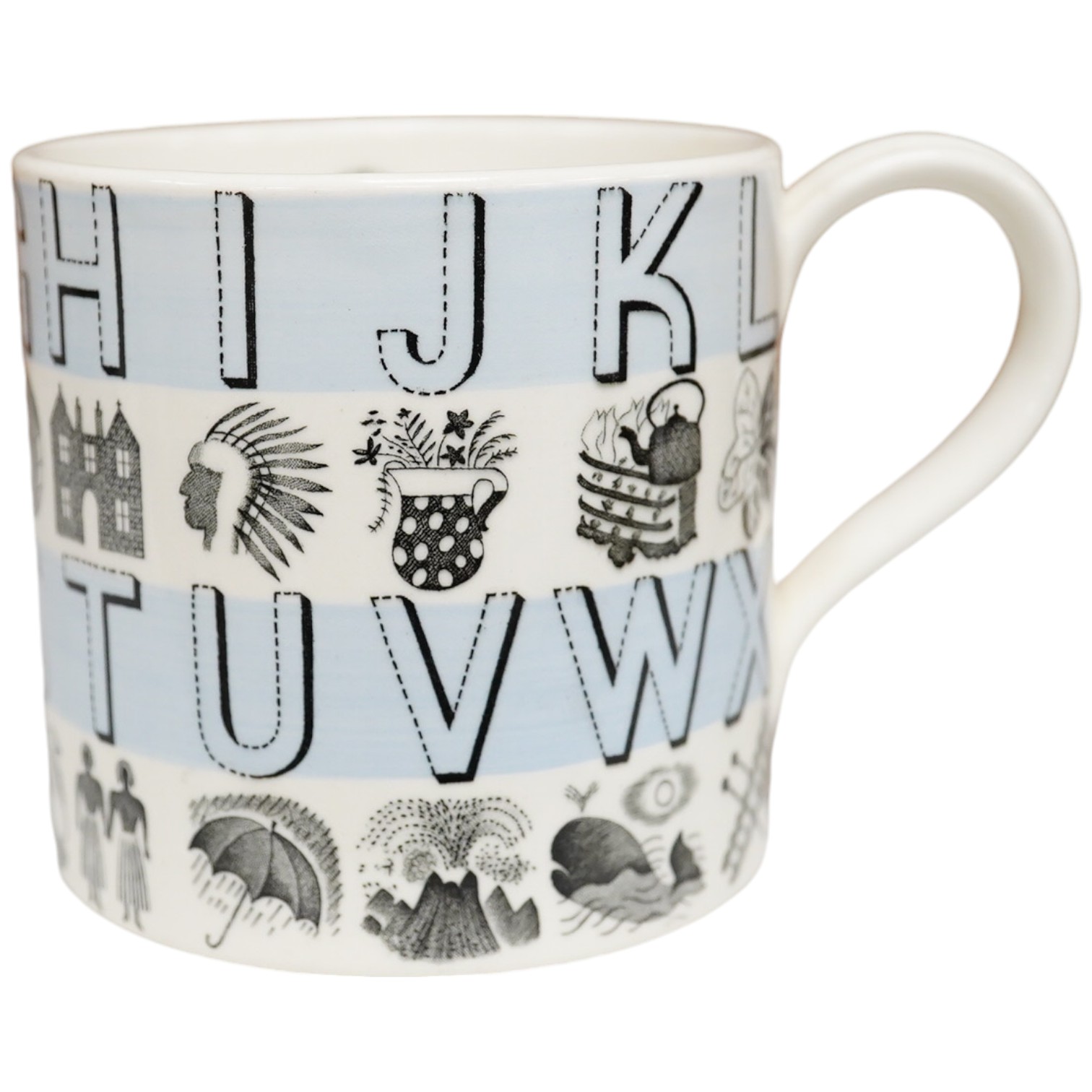 Eric Ravilious for Wedgwood, an 'Alphabet' mug, 8cm high. Condition - fair